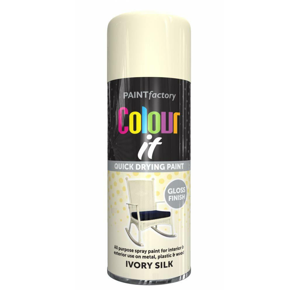 Paint-Factory-Colour-It-Primer-Ivory-Silk-Gloss-Finish-Spray-Paint-400ml Paint-Factory-Colour-It-Primer-Ivory-Silk-Gloss-Finish-Spray-Paint-400ml